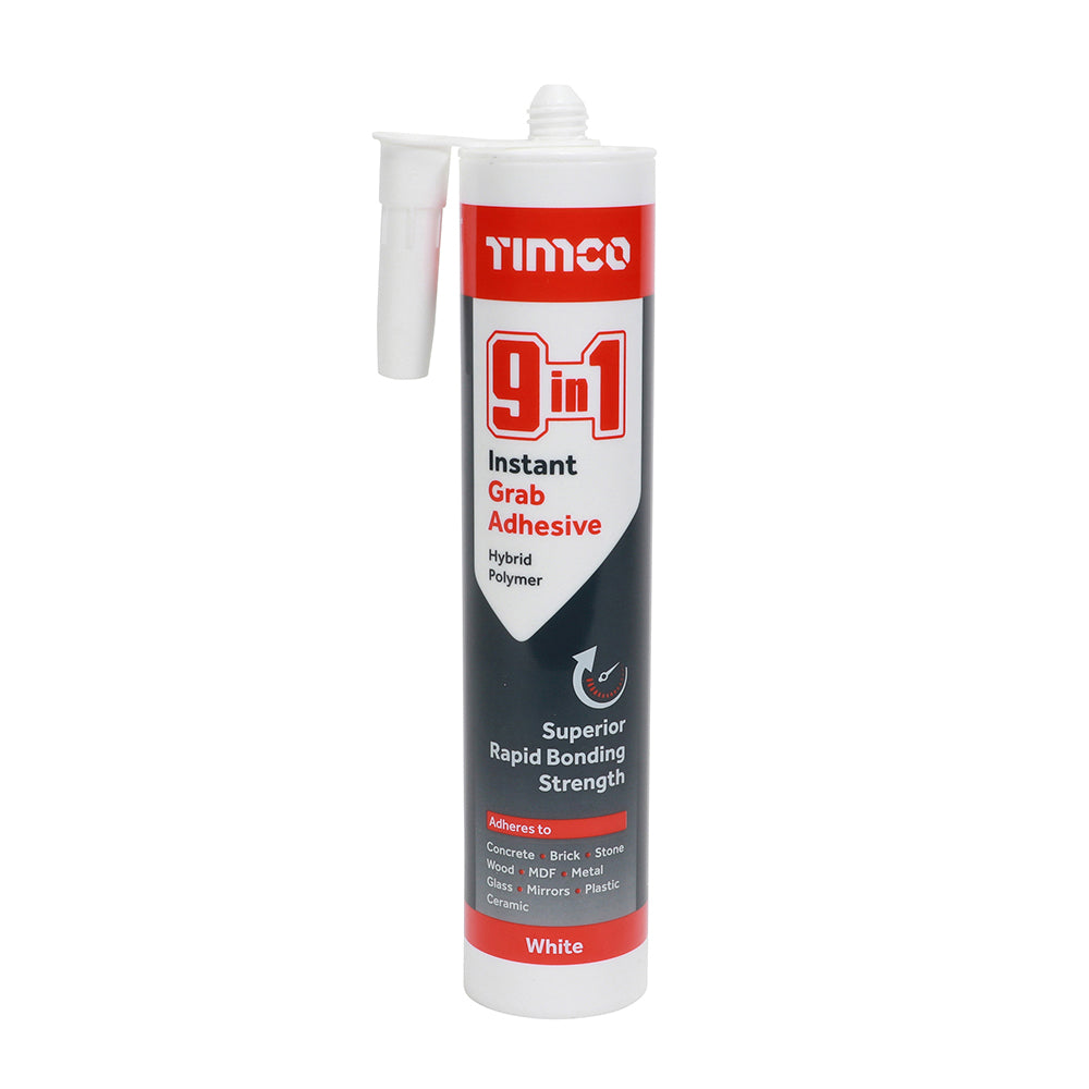 Timco 9 in 1 Instant Grab Adhesive - White 290ml