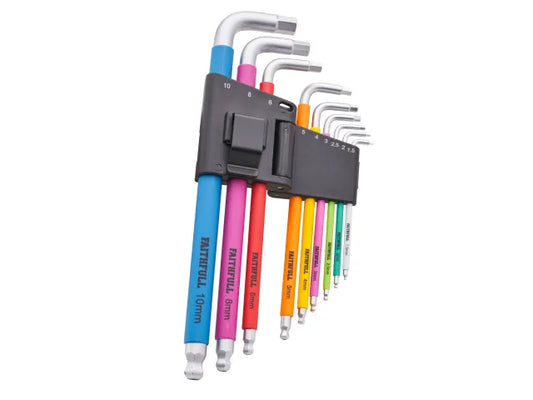 Faithfull 9 Piece Colour Coded Hex Key Set