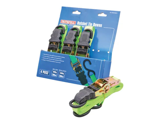 Faithfull 4 Piece Ratchet Tie Down Set