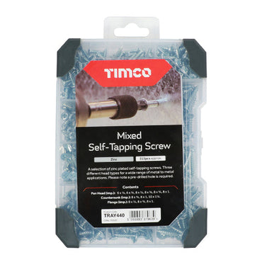 TIMCO Self-tapping Silver Screws Mixed Tray - 515pcs