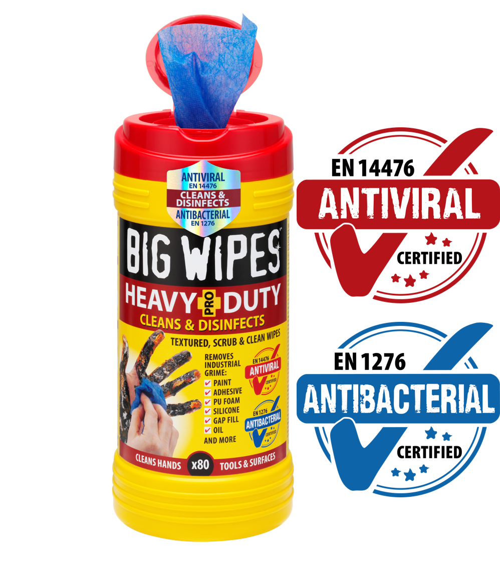 Big Wipes Red Top Antiviral Heavy-Duty Pro+ Wipes - Tub of 80