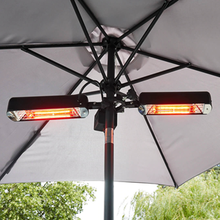 Dellonda Folding Parasol/Gazebo/Patio Outdoor Infrared Heater, Two Panels, Extra Long 5M Cable, 1600W - DG176