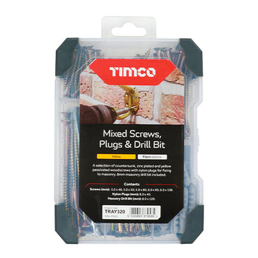 TIMCO Screws, Plug & Drill Bit Gold Mixed Tray - 261pcs