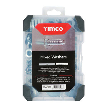 Timco Washers Zinc Mixed Tray - 291pcs