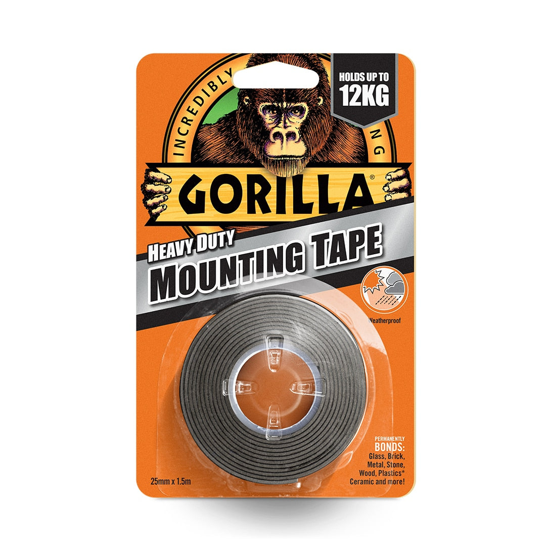 GORILLA Heavy Duty Black Mounting Tape - 25mm x 1.5m